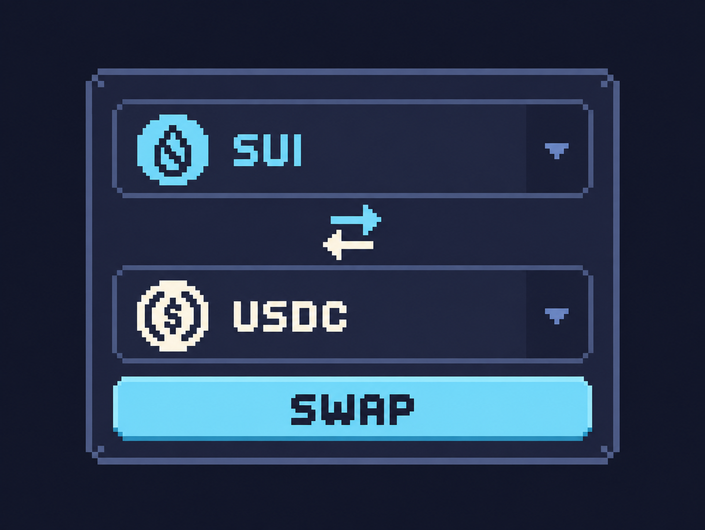 A 16-bit SUI to USDC swap terminal schematic