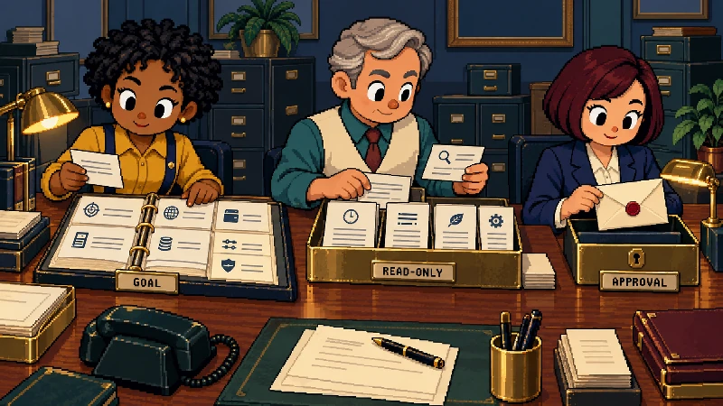 Editorial pixel-art cover: Three-person 1990s operations desk with a paper transaction brief listing goal, network, wallet, asset identifiers, amount, budget, mode, and evidence fields.