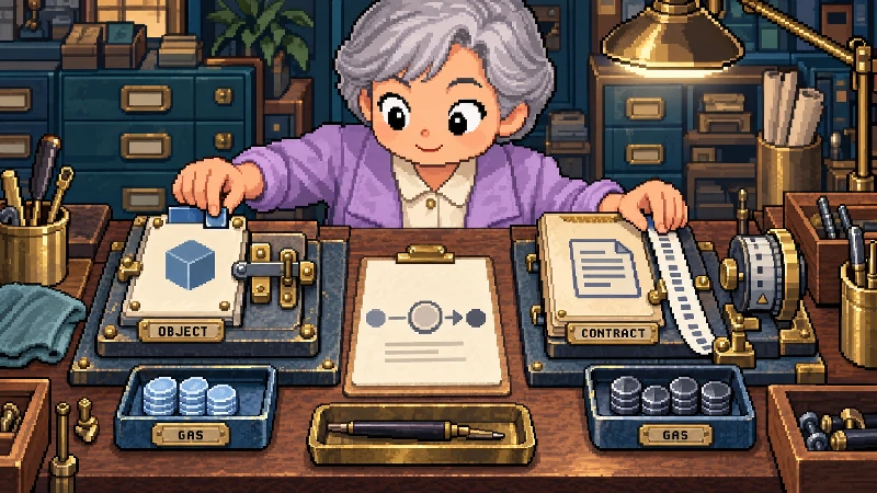 Editorial pixel-art cover: Exactly one clerk works at a close maintenance-style 1990s workbench.