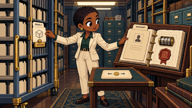 Editorial pixel-art cover: Exactly one reviewer stands at a movable archival comparison rack.